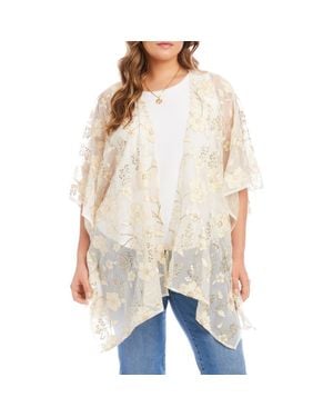 Karen Kane Embroidered Floral Open Front Jacket - White