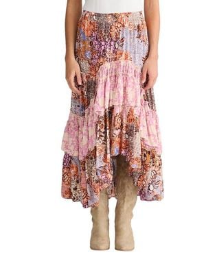 Talisman the Label Sassy Floral High Low Tiered Midi Skirt