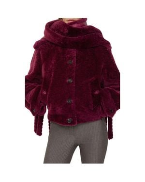 Burberry Detachable Scarf Shearling Jacket - Purple