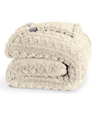 Bare Home Cable Faux Shearling Blanket - Natural