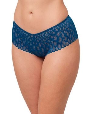 Montelle Intimates Feather Lace Brazilian Briefs - Blue