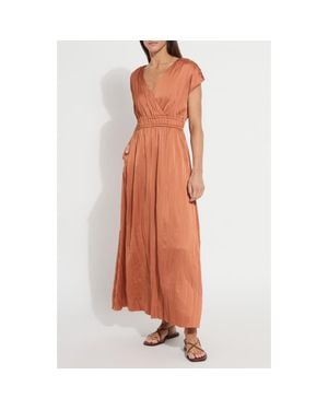 Lyssé Maite Packable Pleated Maxi Dress - Orange