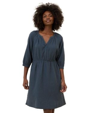 Pact Organic Cotton Coastal Double Gauze Peasant Dress - Blue