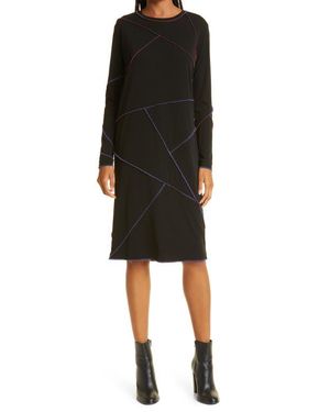 Nicole Miller Long Sleeve Matte Jersey Dress - Black