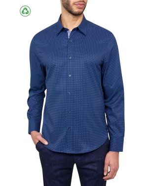 Con.struct Slim Fit Dot Recycled 4-Way Stretch Performance Long Sleeve Shirt - Blue