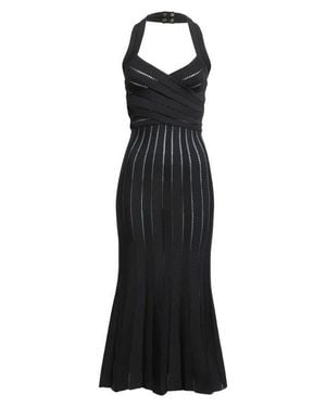 Balmain Pointelle Halter Neck Sweater Dress - Black