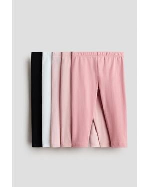 H&M 5-Pack Cotton Capri Leggings - Pink