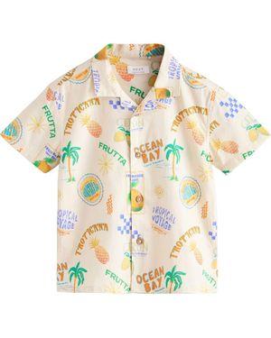 Next Kids' Fruit Print Short Sleeve Button-Up Shirt - Multicolor