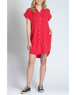 Apny Short Sleeve Shirtdress - Red