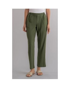 Kut From The Kloth Rosalie Pull-On Tapered Linen Blend Pants - Green