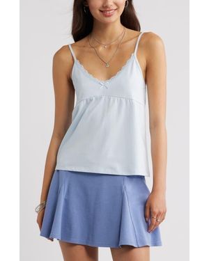 BP. Lace Trim Stretch Cotton Camisole - Blue