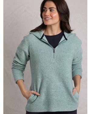 Weird Fish Alisa 1/4 Zip Snow Marl Fleece Hoodie - Blue