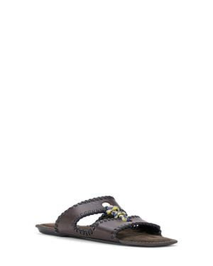 STAUD Mara Leather Slide Sandal - Black