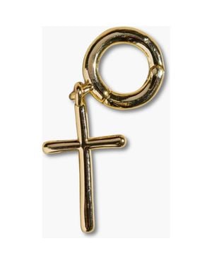 Nickel & Suede Cross Charm - Metallic