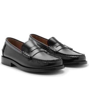 Mango Leather Penny Loafer - Black