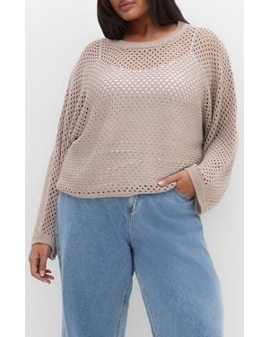City Chic Open Stitch Sweater - Blue