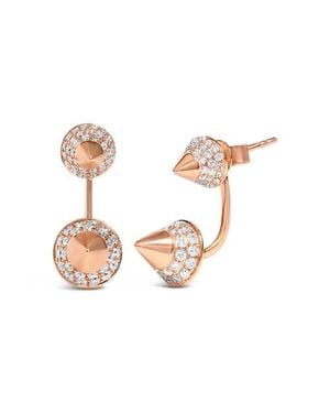 Haus of Brilliance 14K Rose 1.00 Cttw Diamond Double Cone Jacket Stud Earring - Pink