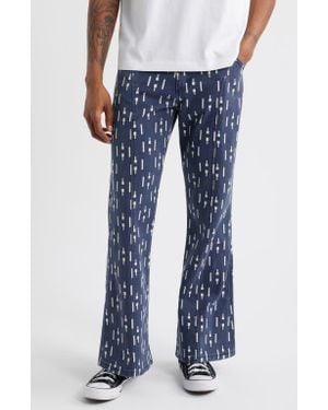 Honor The Gift Print Riding Flare Jeans - Blue