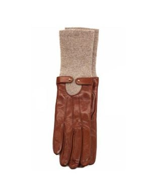 Portolano Leather Gloves With Studs And Knit Cuff - White