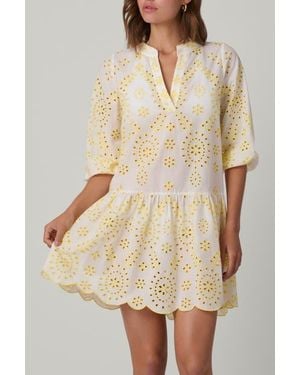 Shoshanna Embroidered Eyelet Umbrella Mini Coverup - Natural