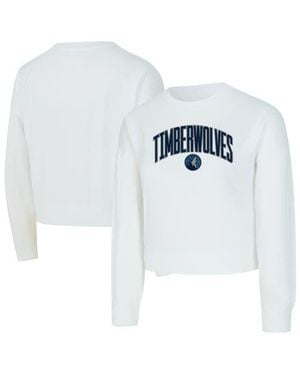 Concepts Sport Minnesota Timberwolves Laney Chenille Cropped Long Sleeve T-Shirt - White