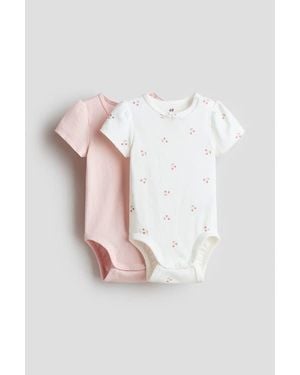 H&M 2-Pack Pointelle Cotton Bodysuits - White
