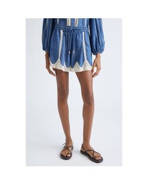Zimmermann Awaken Lace Trim Denim Shorts - Blue