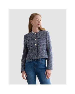 Hobbs Aleena Cropped Textured Jacket - Blue