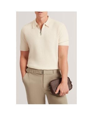 Ted Baker Jaylon Quarter Zip Sweater - Natural