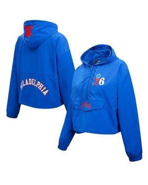 Pro Standard Philadelphia 76Ers Classic Wind Woven Cropped Half-Zip Jacket - Blue
