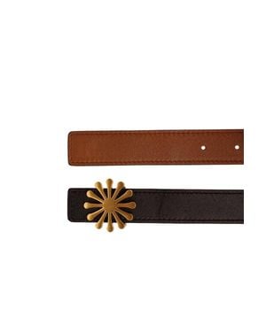 Esterah Ampm Reversible Leather Belt - Brown