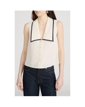 FRAME The Cabana Linen Button-Up Top - Natural