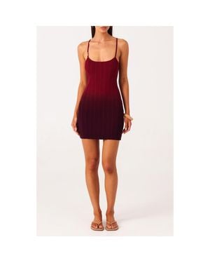 SNDY'S Odessa Ombré Variegated Rib Minidress - Red
