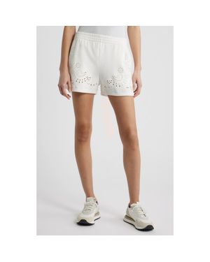 LoveShackFancy Abrah Eyelet Knit Shorts - White