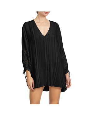 Robin Piccone Jo Long Sleeve Cover-Up Tunic - Black