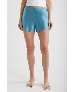 Reformation Gale Silk Shorts - Blue