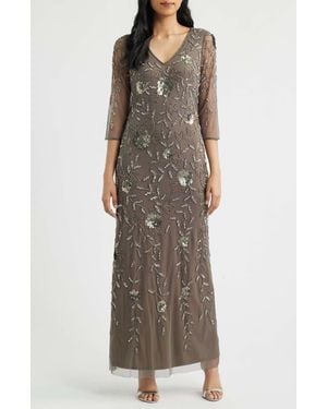 Pisarro Nights Sequin & Bead Gown - Brown