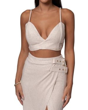 JLUXLABEL Sunrise Cotton & Linen Bustier Wrap Top - Natural