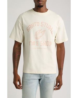 Saint Studio Tire Shop Graphic Cotton T-Shirt - White
