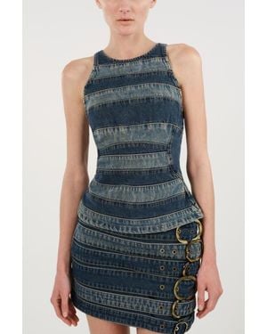 Nocturne Halter Neck Denim Blouse - Blue