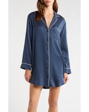 Lunya Washable Silk Sleepshirt - Blue