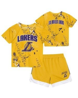 Outerstuff Preschool Los Angeles Lakers Home Plate T-Shirt & Shorts Set - Yellow