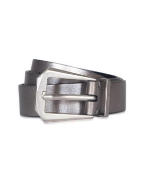 AllSaints Metallic Leather Western Belt - Gray
