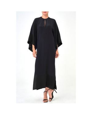 ocean + main Kimono Sleeve Silk Dress - Black