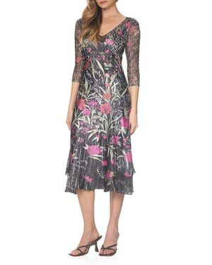 Komarov Ruffle Tiered Charmeuse & Chiffon Cocktail Dress in Black | Lyst