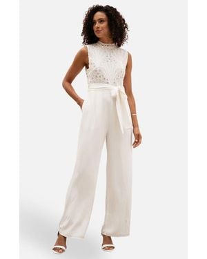 Yumi' Lace Sleeveless Jumpsuit - White