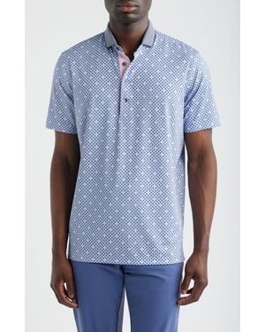 Greyson Pack Mentality Geo Print Performance Golf Polo - Blue