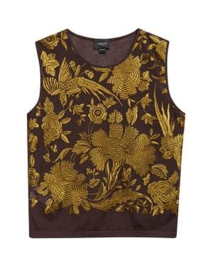 Giambattista Valli Metallic Floral Jacquard Cashmere & Silk Sweater - Brown