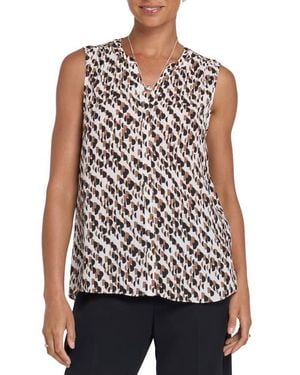 NYDJ Print Pleat Back Sleeveless Split Neck Blouse (Nordstrom Exclusive) - Pink