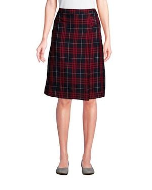 Lands' End School Uniform Young Plaid A-Line Skirt Below The Knee - Red